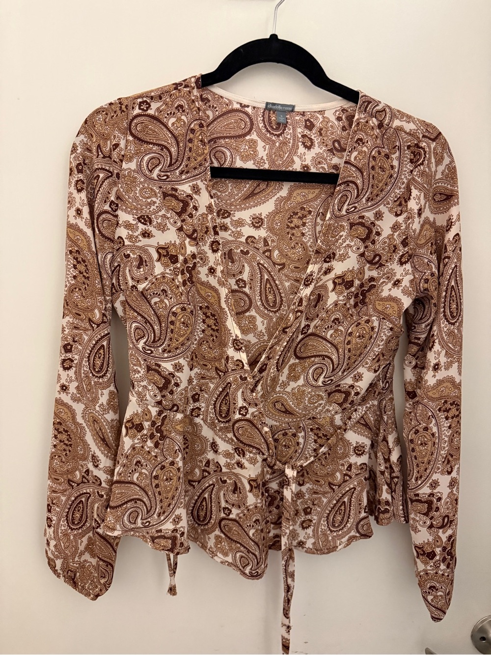 Charlotte Russe Brown Paisley Wrap Blouse